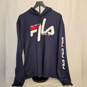Fila Sport Training Men's‎ Hoodie, Navy Blue Light Weight Slim Fit size Large